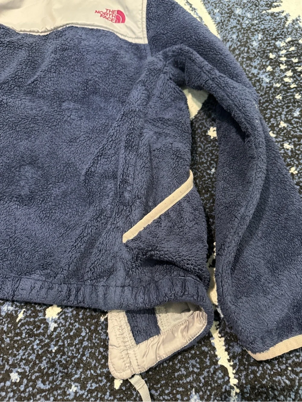The North Face Kids Navy and Light Gray Hooded Fleece Jacket